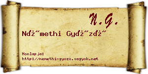 Némethi Győző névjegykártya